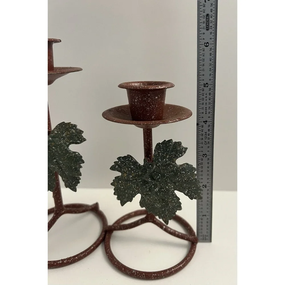Vintage Pair Metal Grapevine Candlestick Holders Home Interiors Rustic Decor
